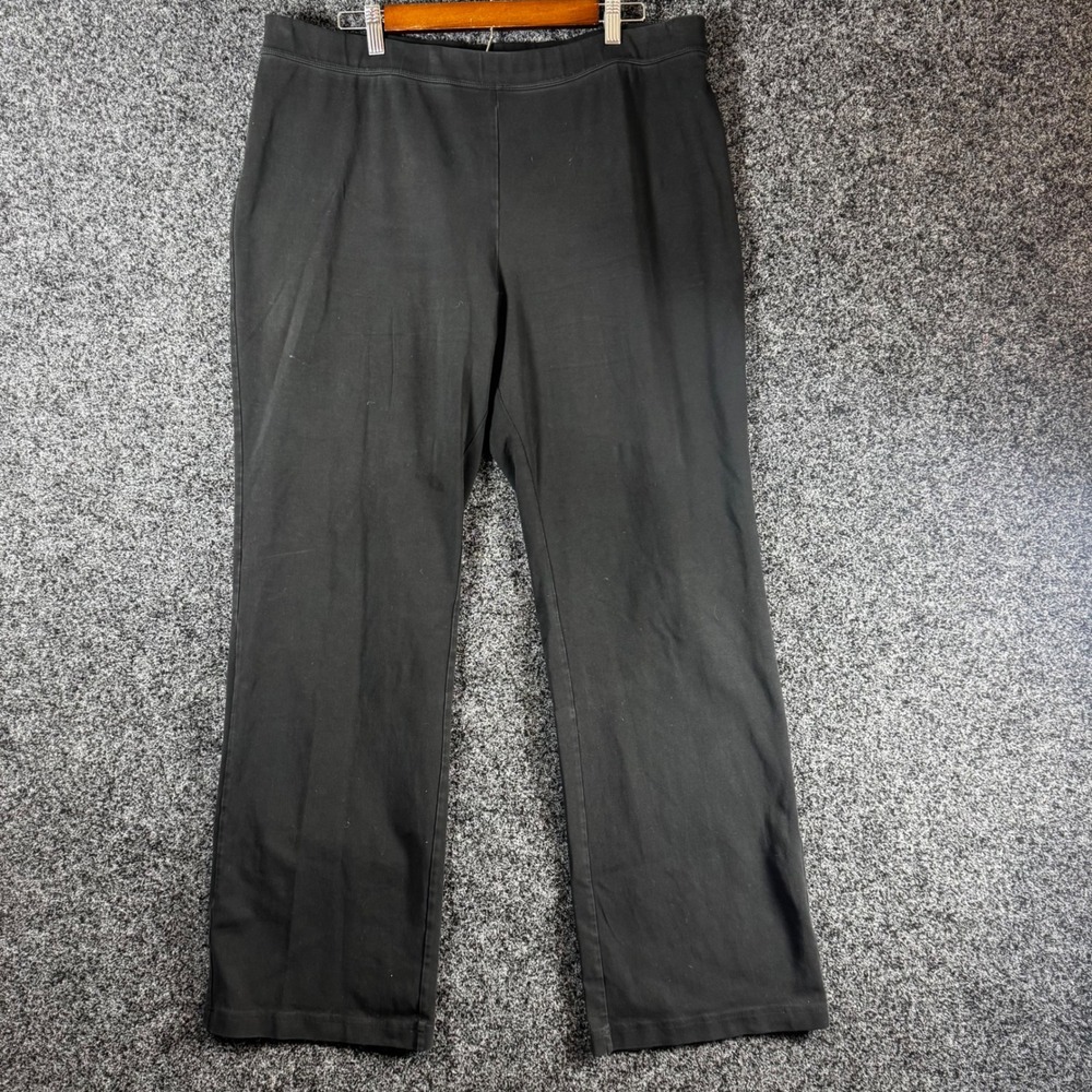 LL Bean Perfect Fit Pants Womens XL‎ Tall Black Cotton Lycra Straight Leg 252075